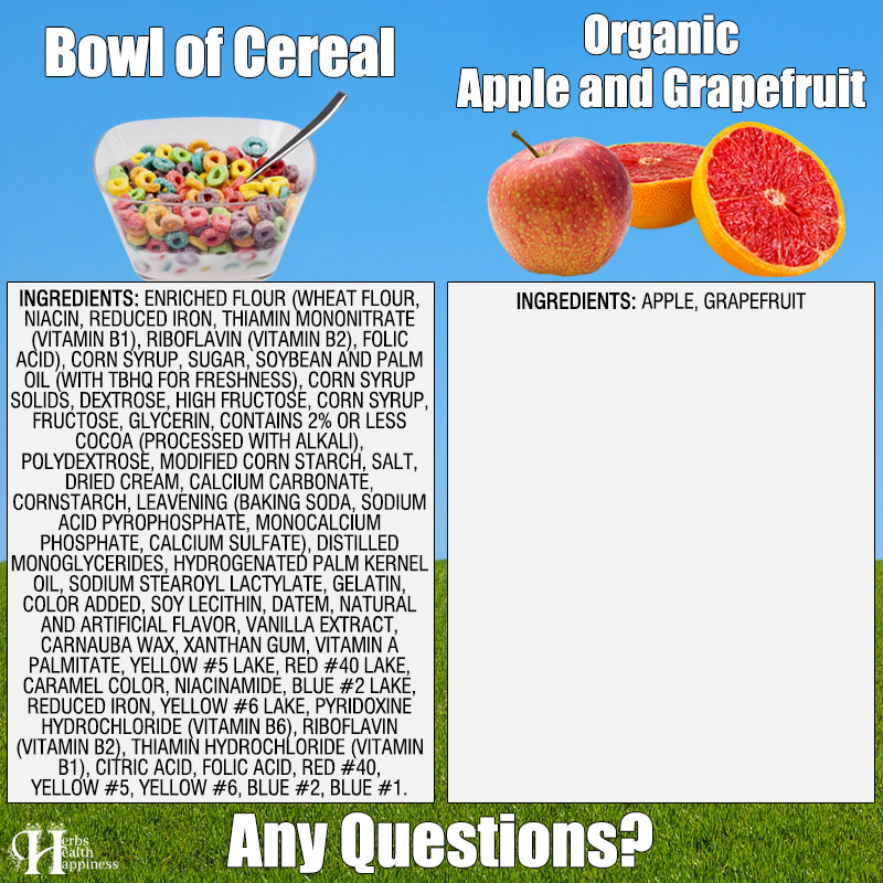 Bowl Of Cereal Vs Organic Apple & Grapefruit